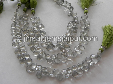 Green Apatite Quartz Faceted Pear Beads